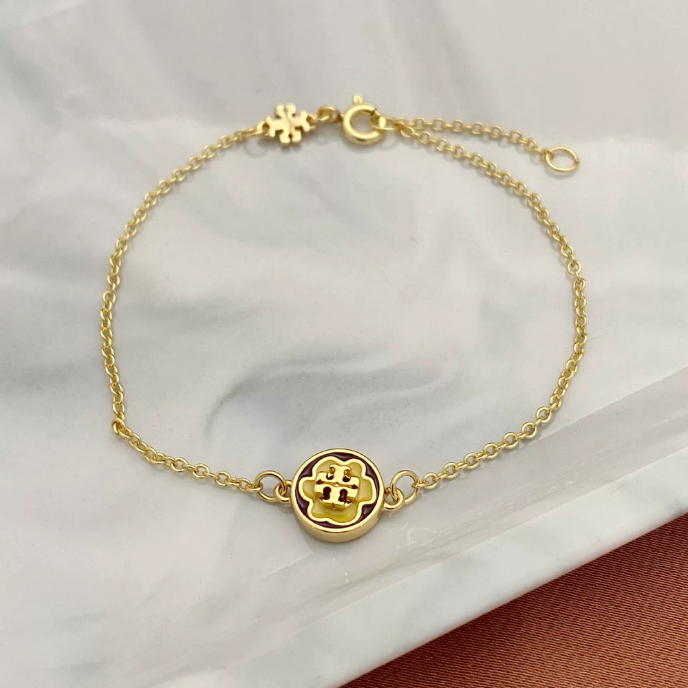 Tory Burch Inlaid Flower Pendant Bracelet